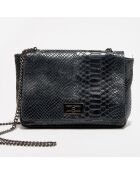 Zwarte leren schoudertas met tatou - 21x15x6 cm