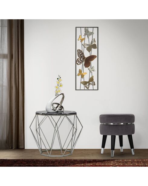 Tabouret Paris  gris/noir/argenté - 40.5x35x35 cm