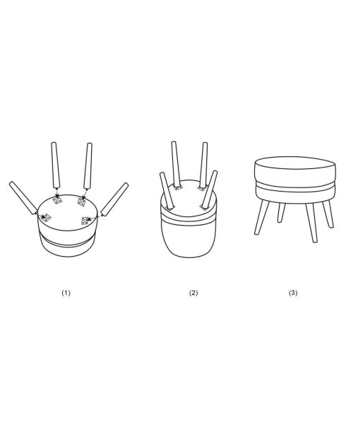 Tabouret Paris crème/doré - 40.5x35x35 cm