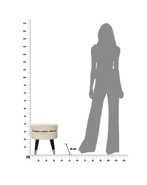 Tabouret Paris crème/doré - 40.5x35x35 cm
