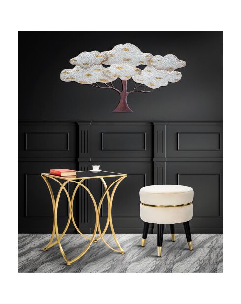 Tabouret Paris crème/doré - 40.5x35x35 cm