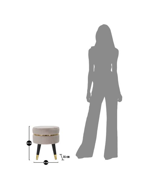 Tabouret Paris gris/doré - 40.5x35x35 cm