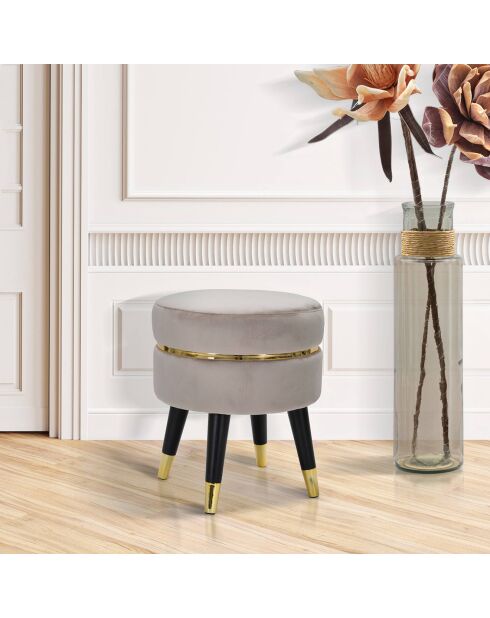 Tabouret Paris gris/doré - 40.5x35x35 cm