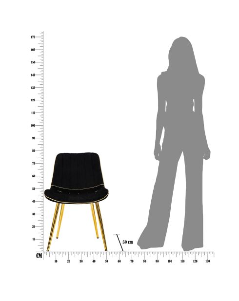 2 sedie Paris nero/oro - 79x51x59 cm