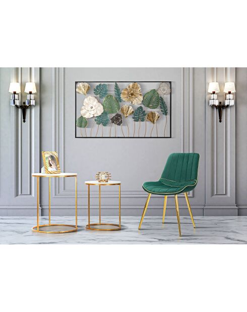 2 Chaises Paris  vert /doré - 79x51x59 cm