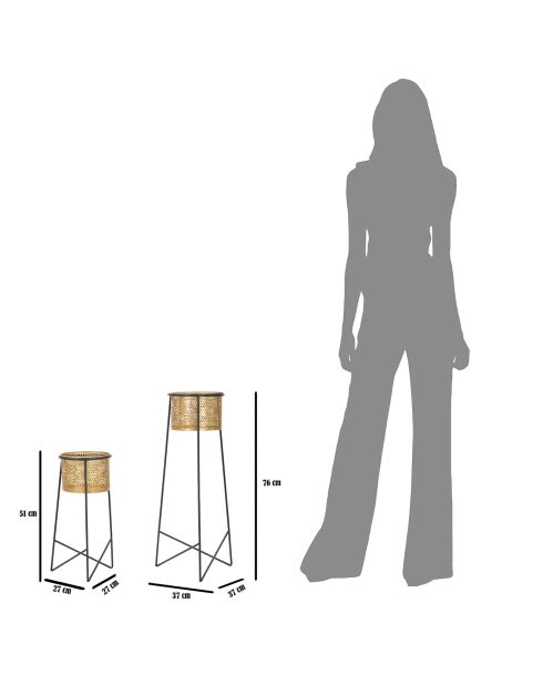2 macetas doradas y negras