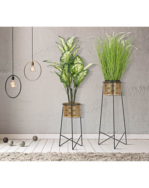 2 macetas doradas y negras