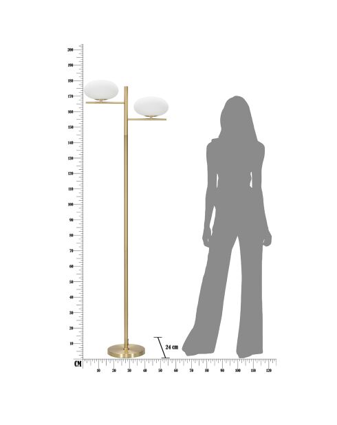 Lampadaire Oval Glamy doré/blanc - 180x51x24 cm
