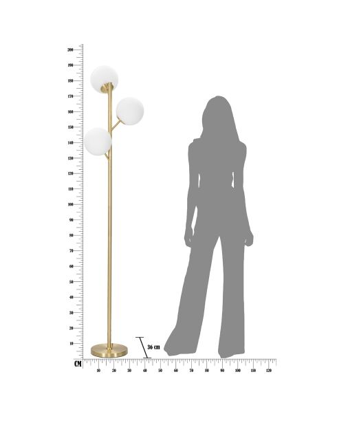 Lampadaire Glamy doré/blanc - 190x36x36 cm