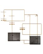Range-bouteille mural Fashion 3 bouteilles doré/noir - 65.5x77x11.5 cm