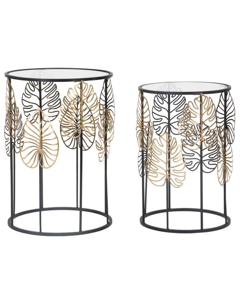 2 zwart/gouden Glam Leaf-tafels