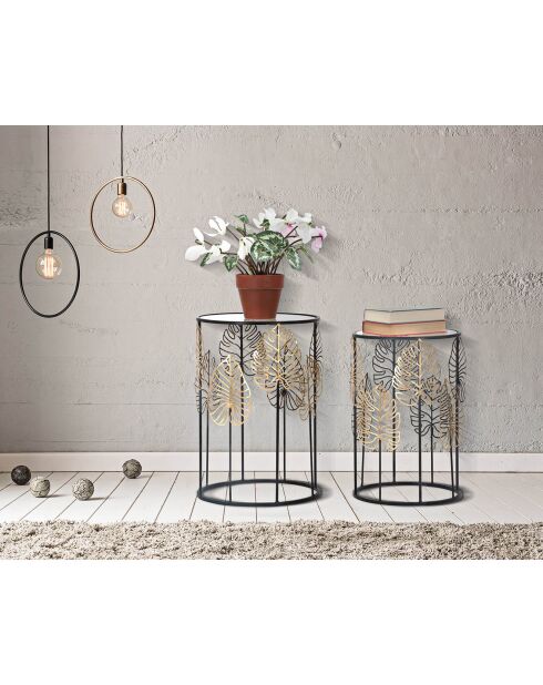2 Tables Feuille Glam  noir/doré