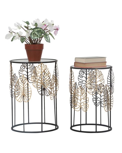 2 zwart/gouden Glam Leaf-tafels