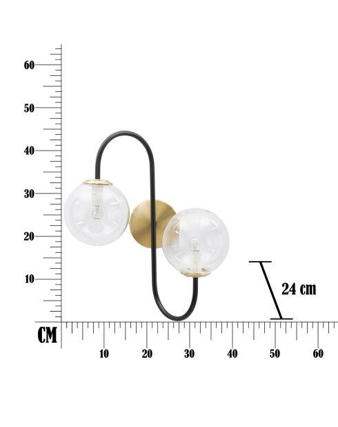 Lampada da parete Iron Black oro/nero - 45x36x24 cm