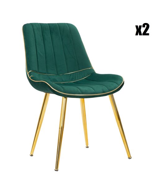 2 Chaises Paris  vert /doré - 79x51x59 cm