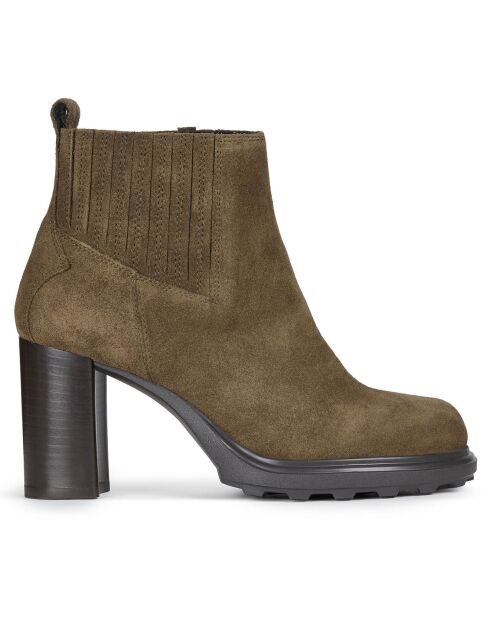 Chelsea Boots en Velours de Cuir & Textile Salice olive