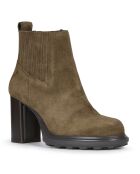 Chelsea Boots en Velours de Cuir & Textile Salice olive