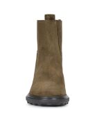 Chelsea Boots en Velours de Cuir & Textile Salice olive