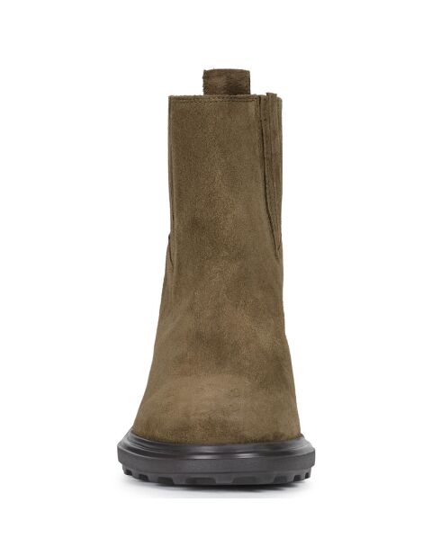 Chelsea Boots en Velours de Cuir & Textile Salice olive