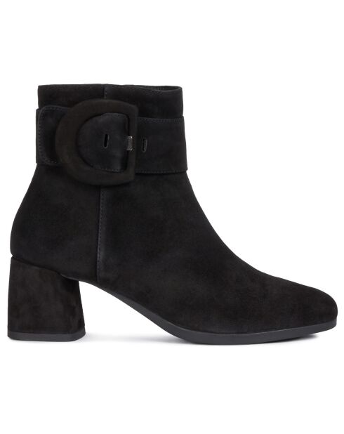 Bottines en Velours de Cuir Calinda noires - Talon 6 cm