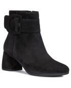 Bottines en Velours de Cuir Calinda noires - Talon 6 cm