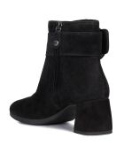 Bottines en Velours de Cuir Calinda noires - Talon 6 cm