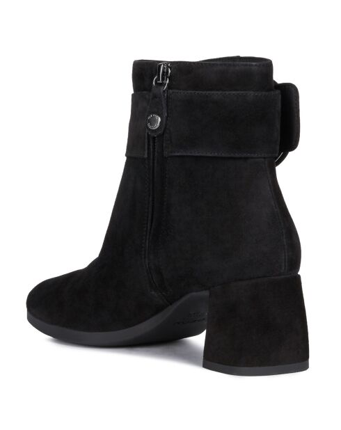 Bottines en Velours de Cuir Calinda noires - Talon 6 cm