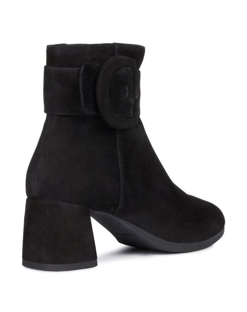 Bottines en Velours de Cuir Calinda noires - Talon 6 cm