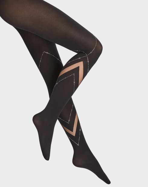 Collants Avery avec cristaux Swarovski 60 deniers noir/beige