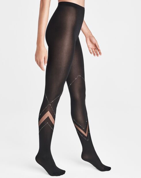 Collants Avery avec cristaux Swarovski 60 deniers noir/beige