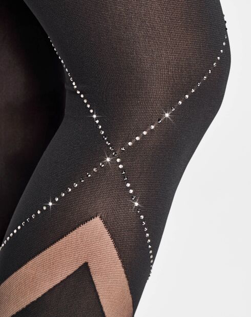 Collants Avery avec cristaux Swarovski 60 deniers noir/beige