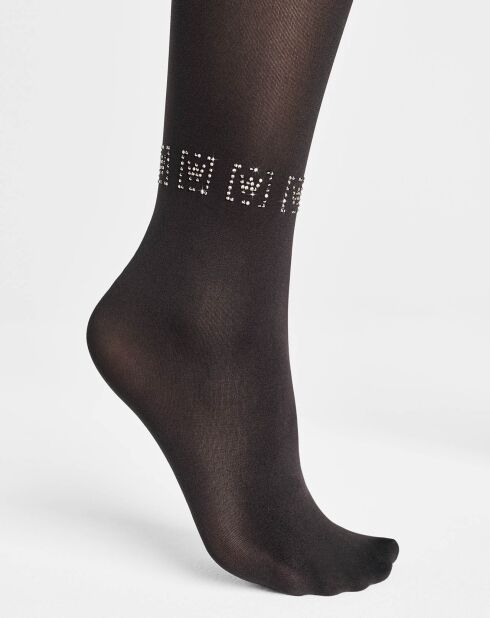 Collants Logo Sparkle avec cristaux Swarovski 66 deniers noirs