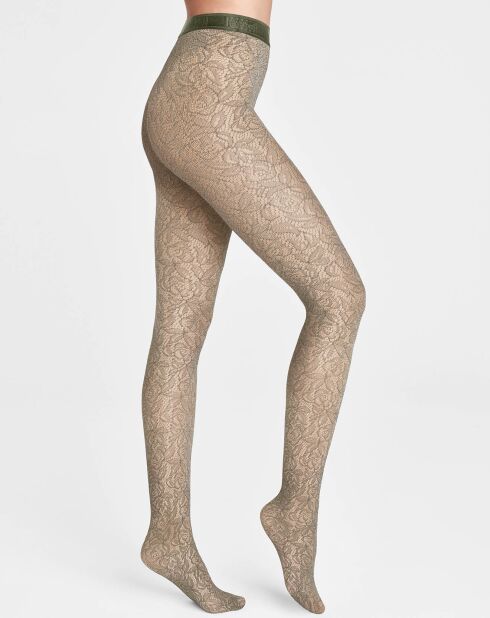 Collants résille Reese gris/kaki