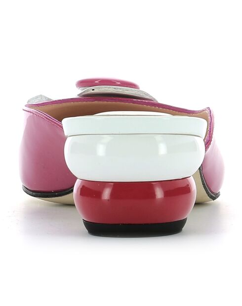 Pantoletten Tracy aus fuchsiafarbenem Leder