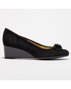 Ballerines en Velours de Cuir Ossu noires - Talon 4.5 cm