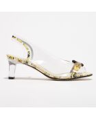 Slingbacks à talon en Cuir & Plexi Nochu noir/or - Talon 5 cm