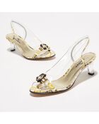 Slingbacks à talon en Cuir & Plexi Nochu noir/or - Talon 5 cm