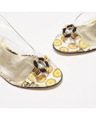 Slingbacks à talon en Cuir & Plexi Nochu noir/or - Talon 5 cm