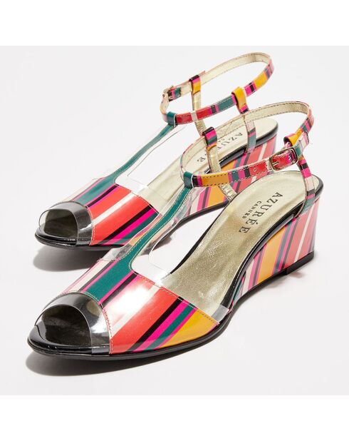 Sandales en Cuir vernis Nopov multicolores - Talon 5 cm