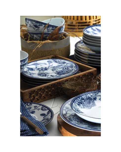 Service de table en Porcelaine bleu/blanc - 24 pièces