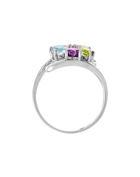 Farbexplosionsring mit 0,02 ct Diamanten und 1,51 ct Feinsteinen in Weißgold