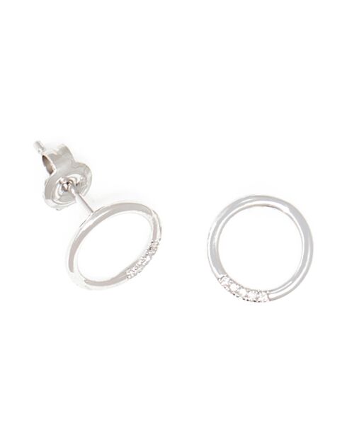 Boucles d'oreilles Cercle Diamant 0.04 ct or blanc