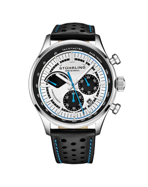 Montre Homme en Cuir  Quartz Monaco noire