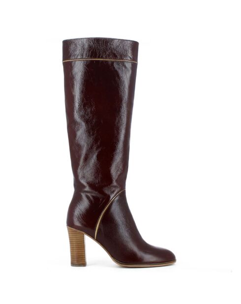 Bottes en Cuir Doroteo marron - Talon 8.5 cm