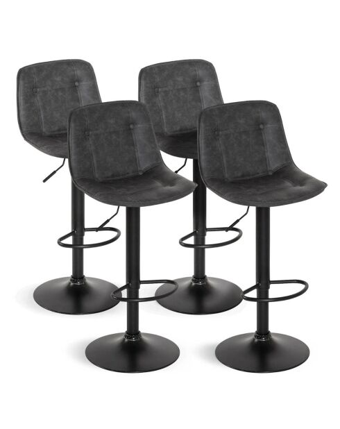 4 Tabourets brooklyn gris  - 33x44x87/108 cm