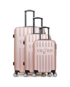3 Valises Valises 4 roues simples Archie 55/65/75 cm rose doré