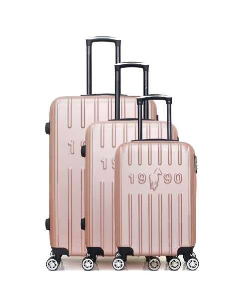 3 Valises Valises 4 roues simples Archie 55/65/75 cm rose doré