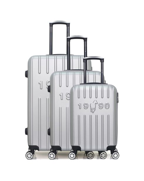 3 Valises Valises 4 roues simples Archie 55/65/75 cm grises