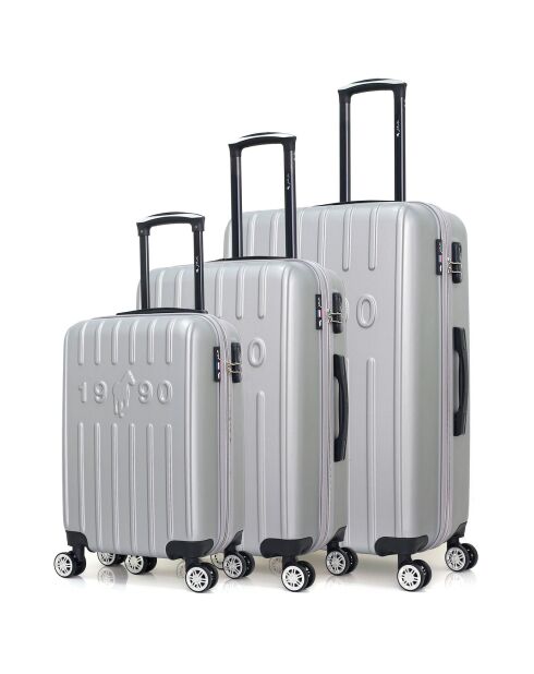 3 Valises Valises 4 roues simples Archie 55/65/75 cm grises