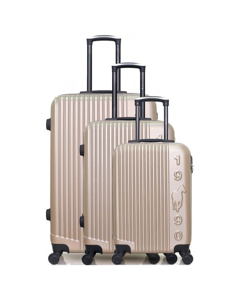3 einfache Allradkoffer von Liam 55/65/75 cm, beige